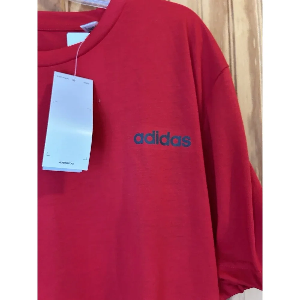 Adidas Mens L Workout Athletic Red Tee T-Shirt Red‎ Short Sleeve NWT